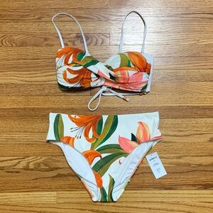 La Blanca swimsuit - strapless bandeau bikini set jungle blossom bathing suit, 6